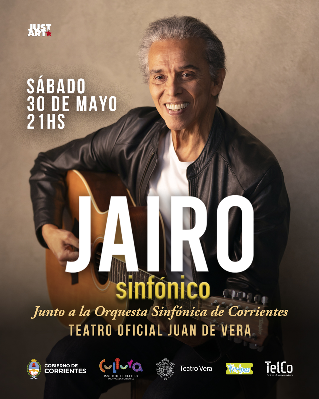 Cultura: llega «Jairo Sinfónico» al Vera, junto a la Orquesta Sinfónica de la Provincia de Corrientes
